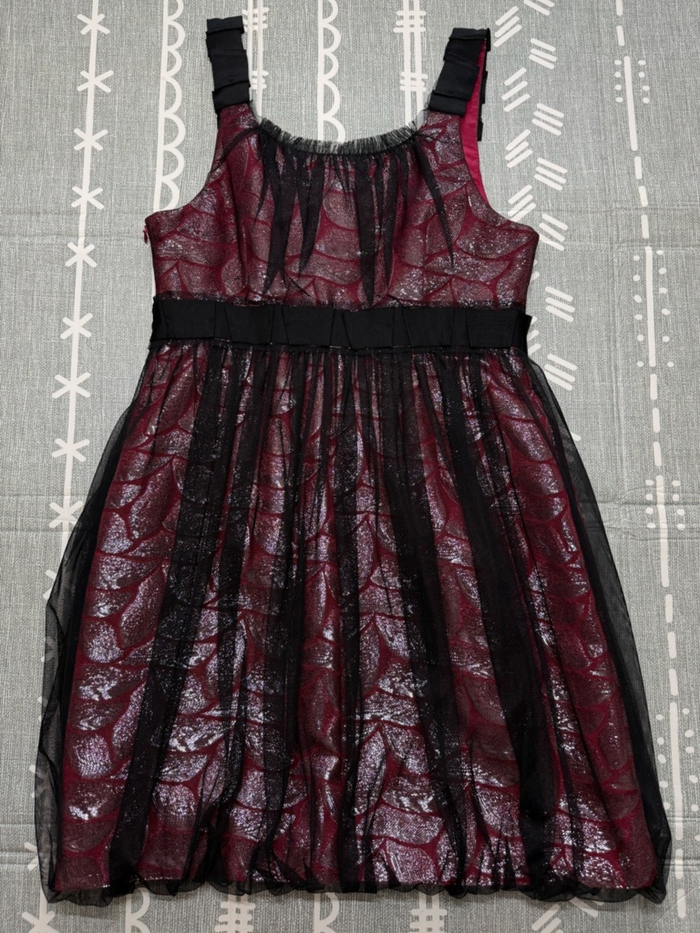 Vintage Y2K BCBGMaxAzria Burgundy Bubble Dress with Black Trim